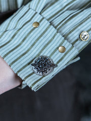 Steampunk Silver Badge And Gear Design Cufflinks