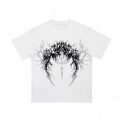 White/Black Gothic Dark Fantasy Graphic T-Shirt