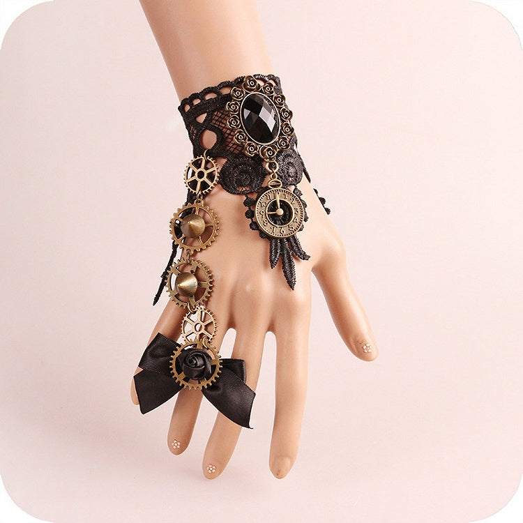 Vintage Steampunk Metal Gear Finger Ring Bracelet