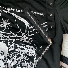 White Off-the-shoulder Neckline Skeleton Print Punk Top