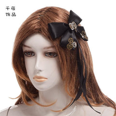 Steampunk Lolita Bowknot Gear Hairclip