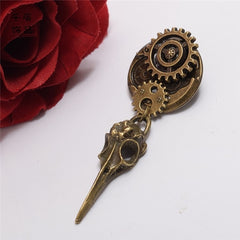 Steampunk Lolita Crow Head Gear Brooch