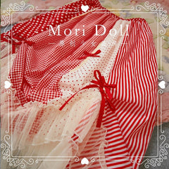 Strawberry Jam Elastic Waist Wave Point Sweet Skirt