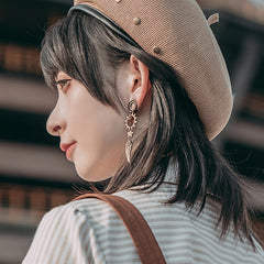 Steampunk Metal Gear Wings Star Rose Earrings