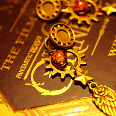 Steampunk Metal Gear Wings Star Rose Earrings