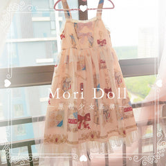 Artist Print Square Neckline Sweet Jumper Skirt