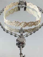 Y2K Lace Key Pendant Layered Necklace