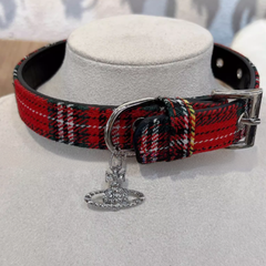 Y2K Red/Pink/Purple/Brown/Black Plaid Pattern Choker