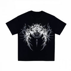 White/Black Gothic Dark Fantasy Graphic T-Shirt