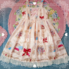 Artist Print Square Neckline Sweet Jumper Skirt