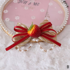 Strawberry Decorated Sweet Bow Hairclip 4 Options