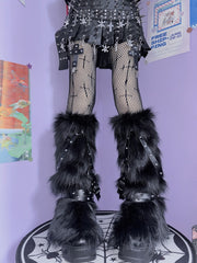 Yellow&Black/Black/White/Gray 40CM Strap Shaggy Leg Warmers