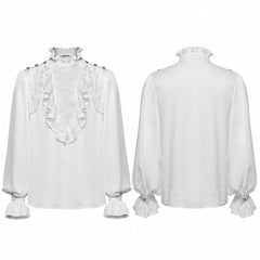 White Men's Gothic Glamorous Pullover Shirt