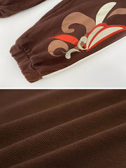Genshin Impact Hu Tao Inspired Brown Tattoo Print Cargo Pocket Pants
