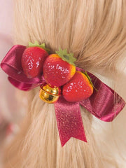 Sweet Lolita Strawberry Bell Bowknot Hairclip