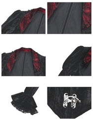 Halloween Gothic Black Velvet Cropped Jacket with Sequins Collar Vampire Jacket
