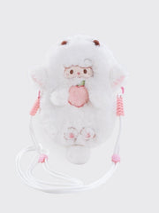 White Cute Lamb-shaped Plush Crossbody Bag