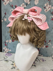 Pink / Black&White Bowknot KC with Poodle Embroidery Patch
