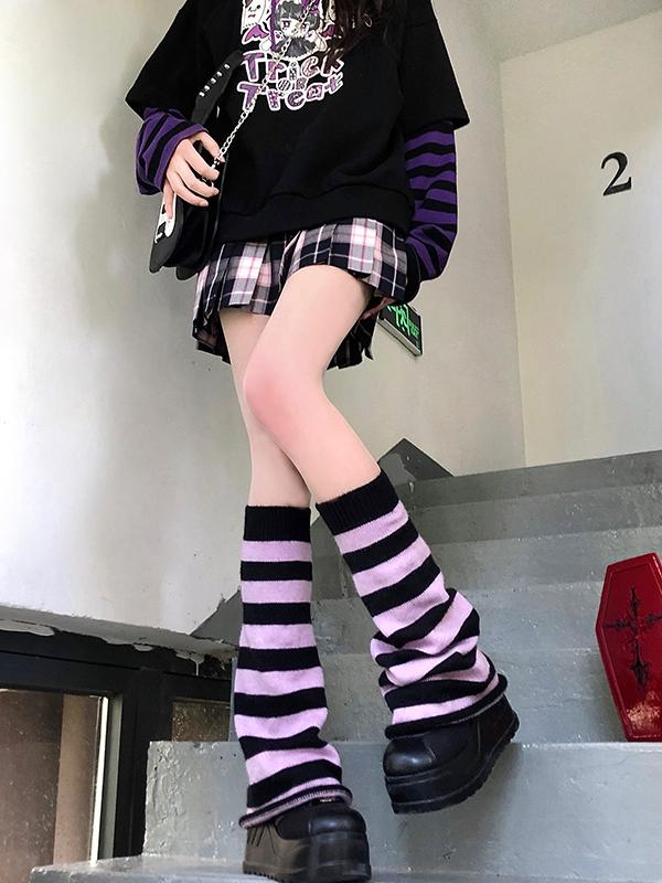 Punk Striped Designed Loose Leg Warmers