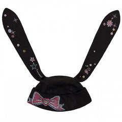 Y2K Bunny Ear Design Rhinestone Bow Black Hat