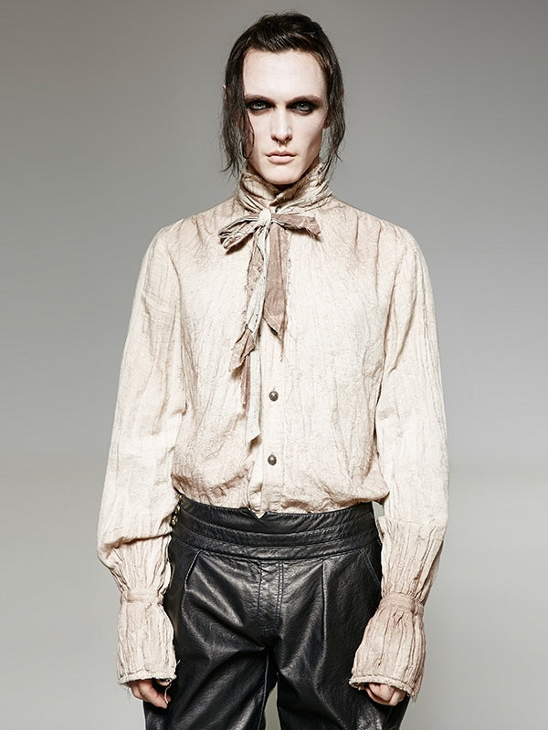 White Men's Steampunk Tie Shirt