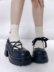 Y2K Black Star Design Platform Mary Janes