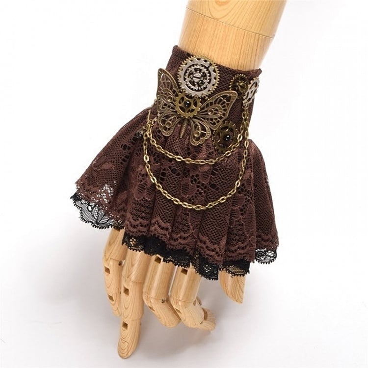 Steampunk Lolita Butterfly Gear Brown Wristcuff