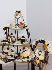 Yellow/Pink/Blue Sweet Lolita Triangle Cake Mini Hat with Bow and Cherry Decoration