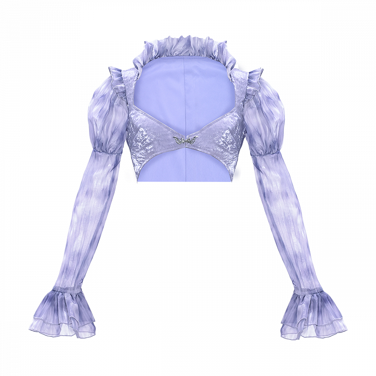 Tie-dyed Juliette Sleeves Purple Cropped Top