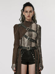 Punk Black & Brown Handsome One-arm Jacket