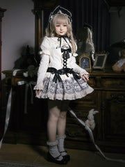 Beige Peter Pan Collar Doll Print Dropped Waist Lolita One Piece