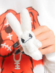 Tangerine Orange Guro Kawaii Anxious Bunny Plush with Two Little Bunny Plushies & A Canvas Bag