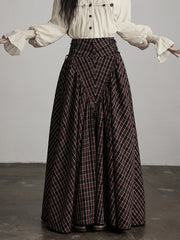 Urban Goth Black Retro Tartan A-Line Skirt