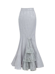 Silver Gray Elegant Gothic Witch Lolita Mermaid Skirt