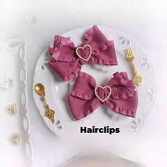 Sweet Lolita Pink Bowknot KC/Hairclips/Wrist Cuffs