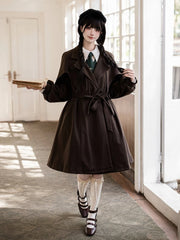 Brown Dark Academia Cape Design Coat with Quilted Cotton Lining Little Detective Vibes