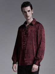Red Men's Gothic Jacquard Shirt