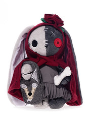 White & Gray Guro Kawaii Rabbit Plush with A Bone Plush, A Little Wolf Head Bag & A Canvas Bag