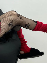 Red/Black Skull Pattern Tights