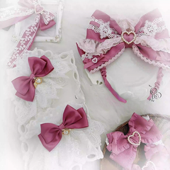 Sweet Lolita Pink Bowknot KC/Hairclips/Wrist Cuffs