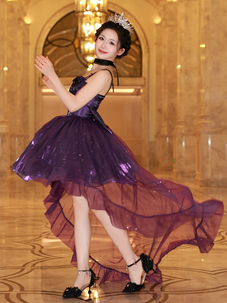 Sparkling Purple Lolita Dress with Corset Waist & Matching Choker