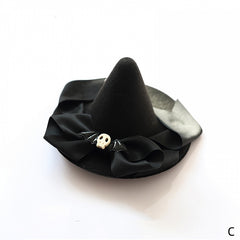 Halloween Skull Mini Witch Hat / Bow Hairclip 7 Options