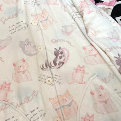 White Cute Kitty Hooded Nightgown/Pajama Pants