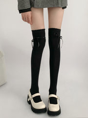 White/Gray/Black Sweet Bowknot Stockings