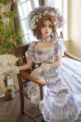 Clearance - Size S for Bust 78-92cm In Stock Key to the Fairyland Hime Lolita Dress Purple Flowy Short Lace Sleeves Lolita Dress Full Set