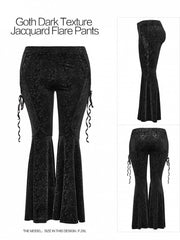 Plus Size-Goth Dark Texture Black Jacquard Flare Pants
