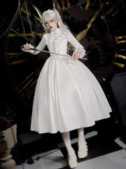 White Under Bust Boned Waist Gothic Shiro Lolita Dress
