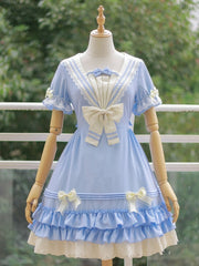 Plus Size Friendly Sailor Collar One Piece 4 Colors Sweet Dress