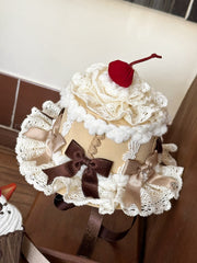 Yellow / Pink / Blue / Mint Green Sweet Lolita Cake Mini Hat