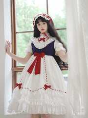 Ruffle Edward Neck Snow White Short/Long Sleeves One Piece